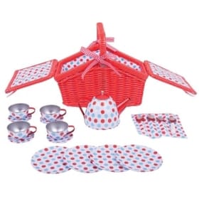 Basket Tea Set (Red & Blue) image
