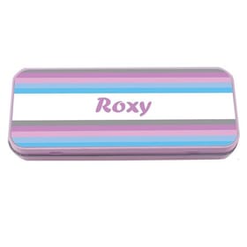 Named Pencil Tin - Pink Stripes image 1