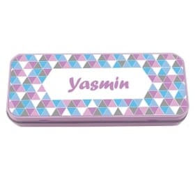 Named Pencil Tin - Pink Geo image 1