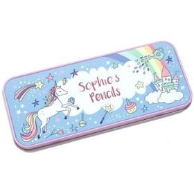 Personalised Pencil Tin - Rainbow Unicorn image 1