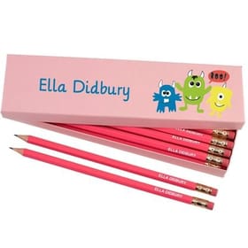 Box of 12 Named HB Pencils - Little Monsters image 1