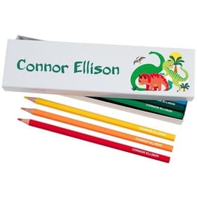 Box of 12 Named Colouring Pencils - Dinosaurs image 1