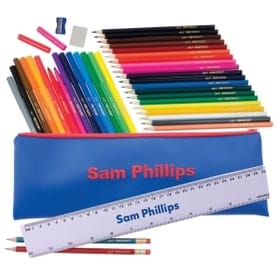 Embroidered Jumbo Pencil Case - Blue image