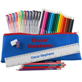 Named Jumbo Pencil Case Set - Blue image