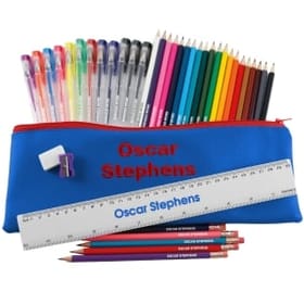 Named Jumbo Pencil Case Set - Blue image