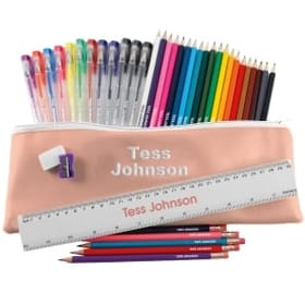 Named Jumbo Pencil Case Set - Dusky Pink image
