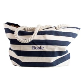 Personalised Striped Beach Bag Navy