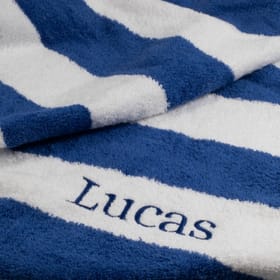 Personalised Striped Cotton Towel - Royal Blue