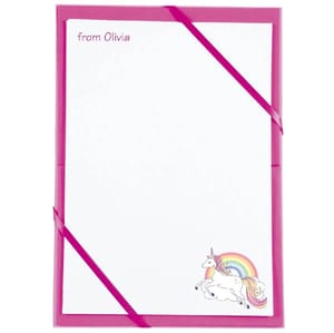 named notepaper rainbow unicorn