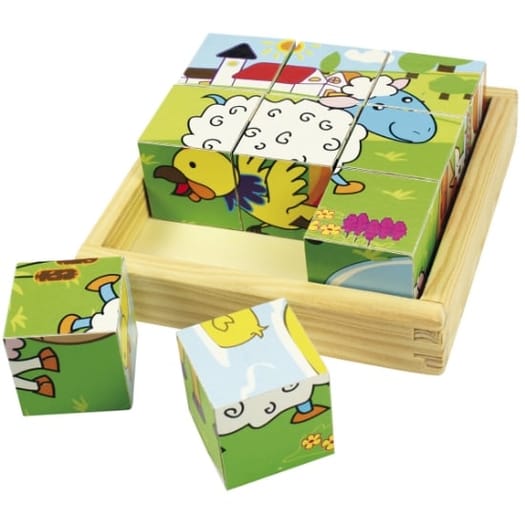 Wooden Farm Animal Cube Puzzle