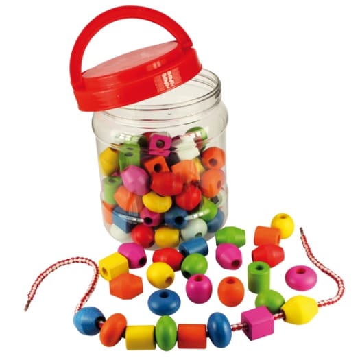 Lacing Beads in a Jar
