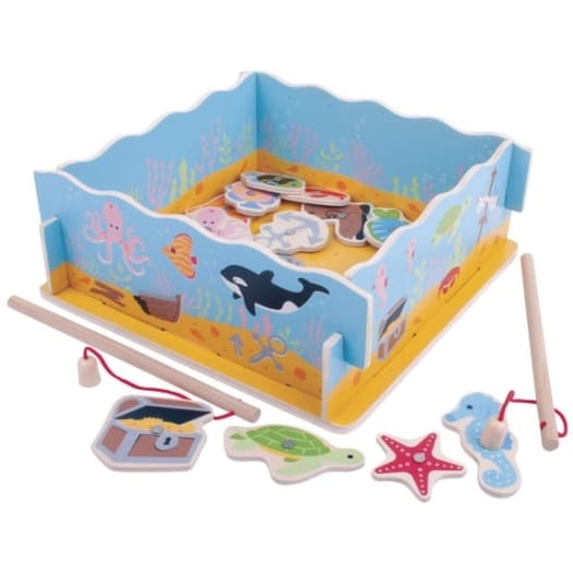 Wooden Fishing Game with Pond Base