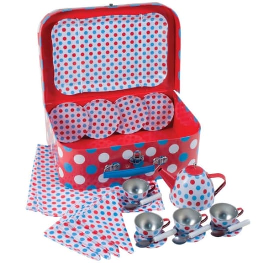 Suitcase Tea Set (Red & Blue)