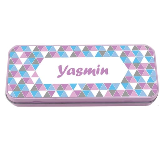 Named Pencil Tin - Pink Geo