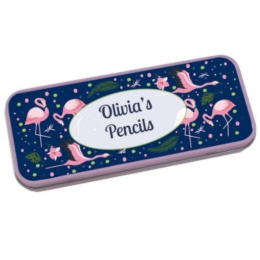 Personalised Pencil Tin - Flamingos