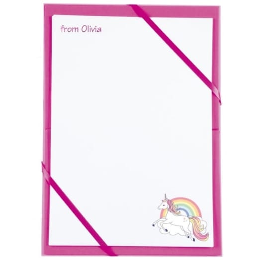 Named Notepaper - Rainbow Unicorn
