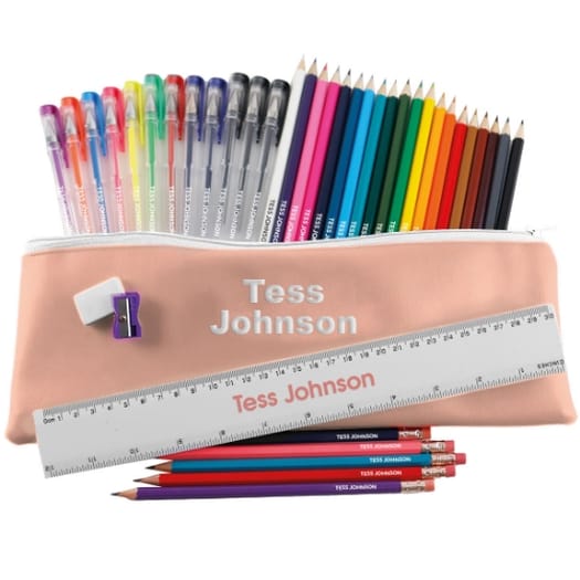 Jumbo Gel Pen & Pencil Case Set  - Dusky Pink