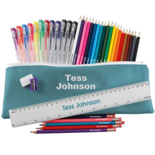 Jumbo Gel Pen & Pencil Case Set  - Dusky Blue