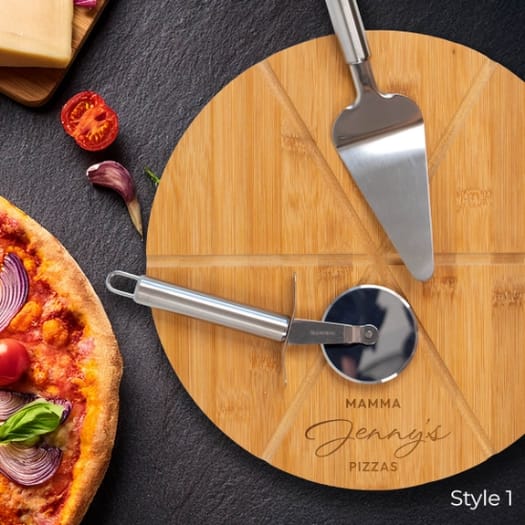 Personalised Pizza Board and Utensils Set