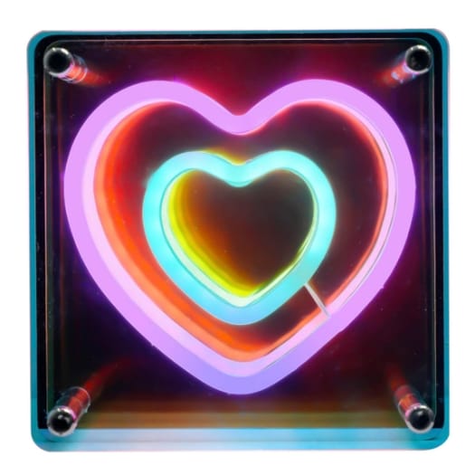 Neon Heart Infinity Mirror Light