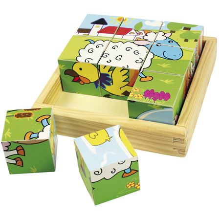 Picture of Wooden Farm Animal Cube Puzzle