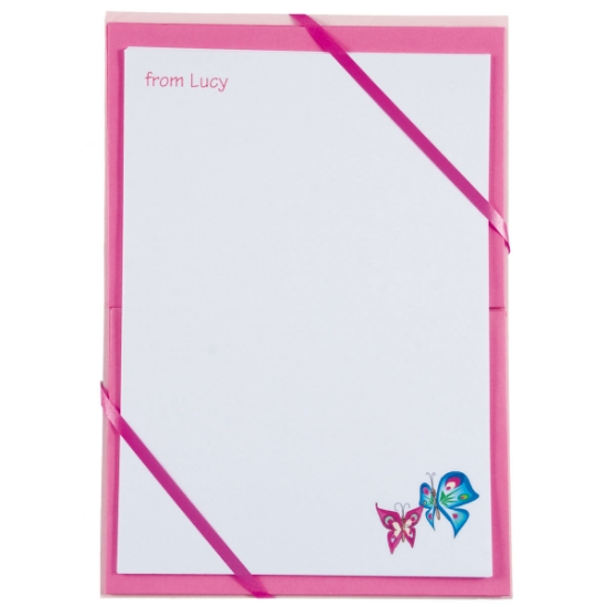 Named Notepaper - Butterfly (Pink)