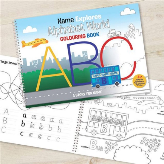 Personalised Alphabet World Colouring Book (A3)
