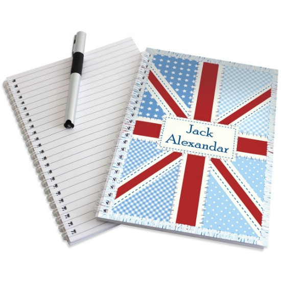 Patchwork Union Jack Notebook - Personalised
