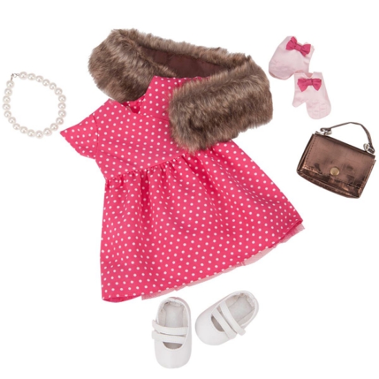 Dolls Outfit - Spotty Dress & Stole