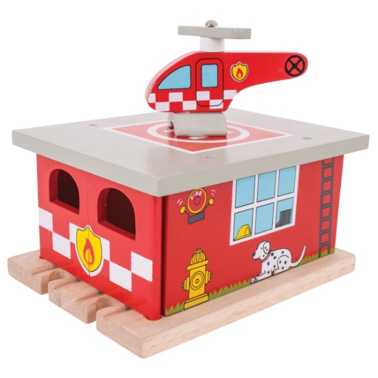 Bigjigs Rail, Firestation Shed, Wooden Toys, Bigjigs Train Accessories, Wooden Fire Station, Wooden Shed, Rescue Vehicles Toys, Wooden Train Sets, Wooden Toys For 3 4 5 Year Olds