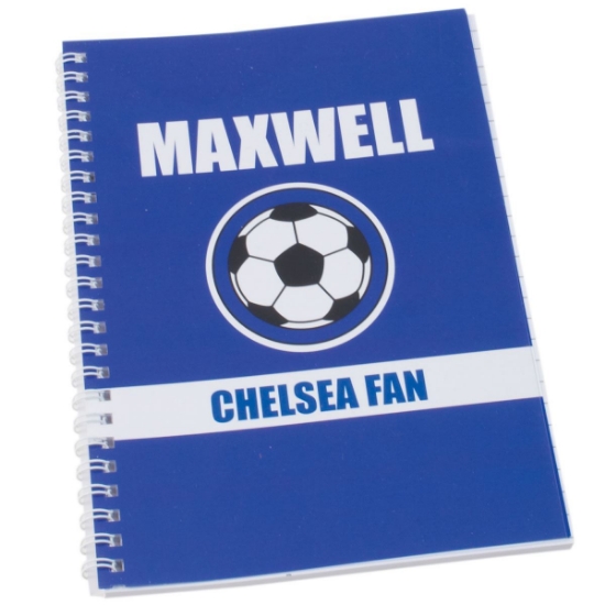 Personalised Blue Football Fan A5 Notebook | Named Notebooks