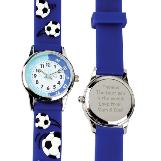 Personalised Blue Football Watch