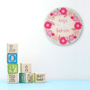 Picture of Flower Garland - Personalised Wall Clock