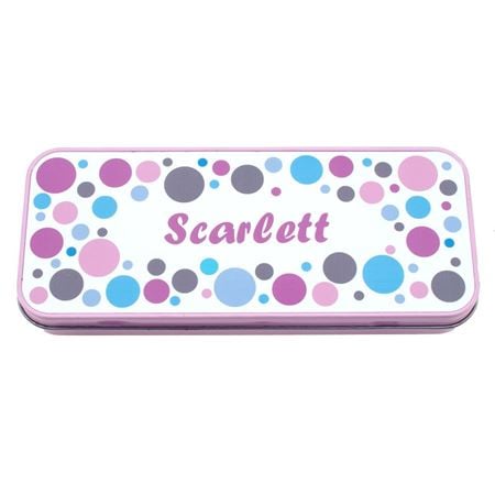 Picture of Named Pencil Tin - Pink Bubbles