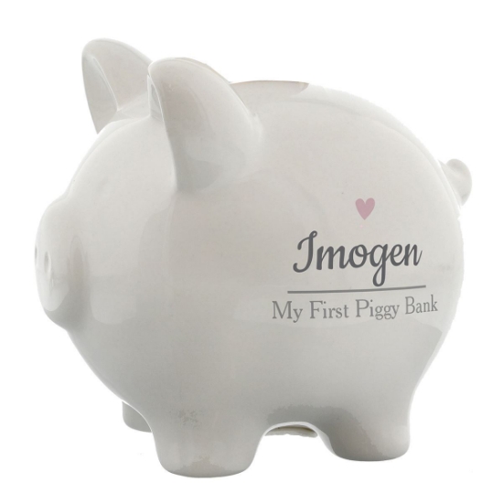 Personalised Pink Heart Piggy Bank
