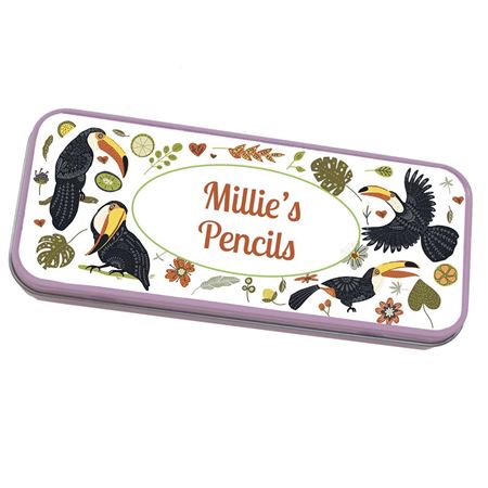 Picture of Personalised Pencil Tin - Toucans