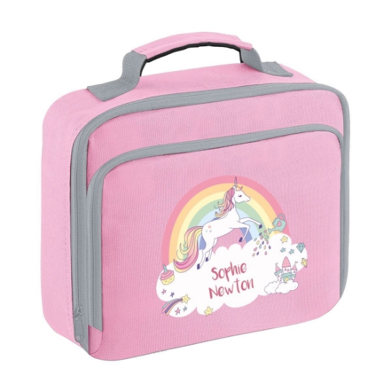 Rainbow Unicorn Personalised Lunch Bag