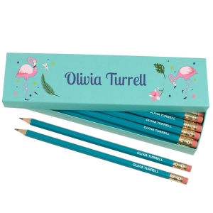 Picture of Box of 12 Named HB Pencils - Flamingos