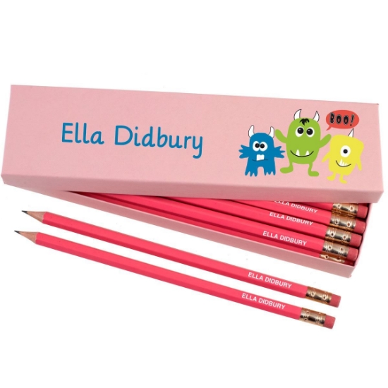 Box of 12 Named HB Pencils - Little Monsters