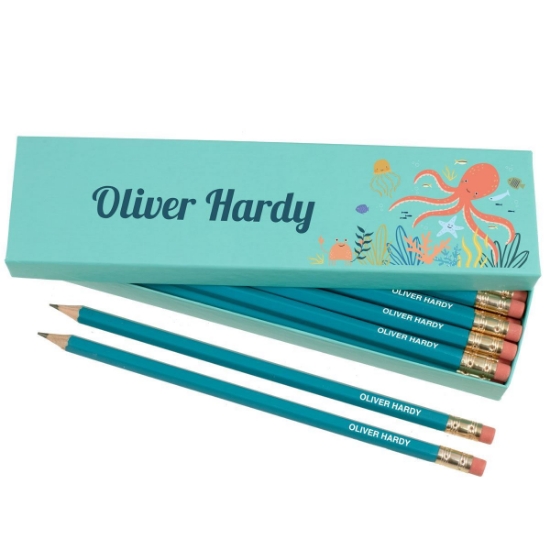 Box of 12 Named HB Pencils - Ocean Life