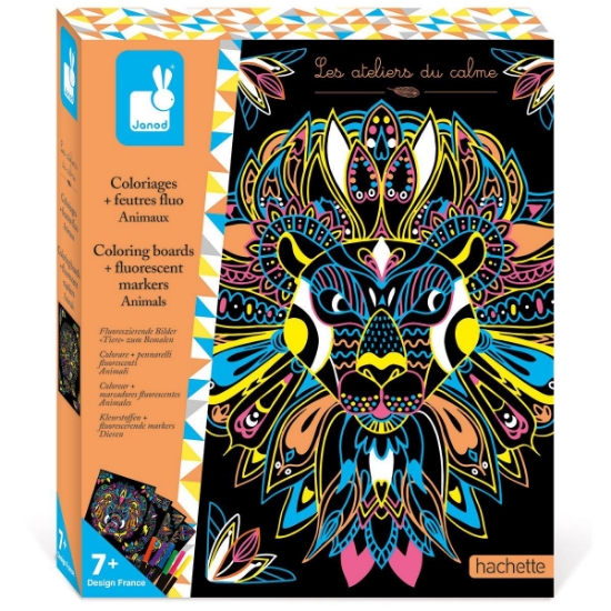 Animal Colouring Boards & Fluorescent Markers