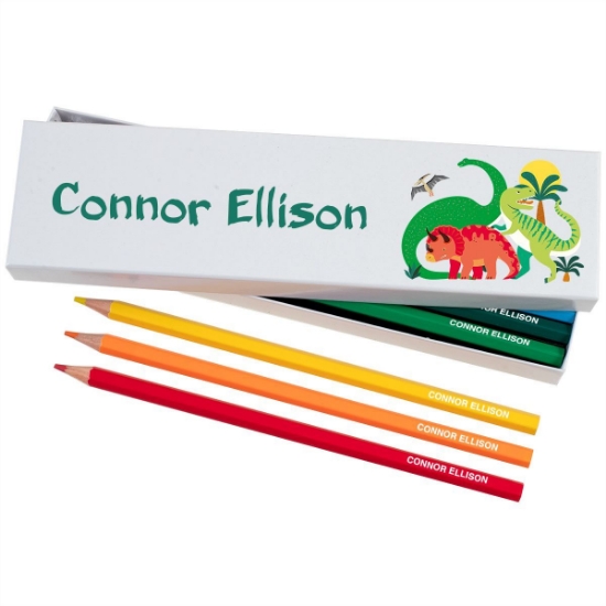 Box of 12 Named Colouring Pencils - Dinosaurs