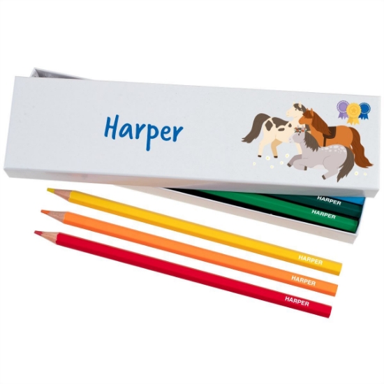 Box of 12 Named Colouring Pencils - Ponies