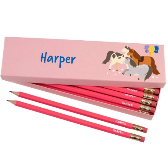 Box of 12 Named HB Pencils - Ponies