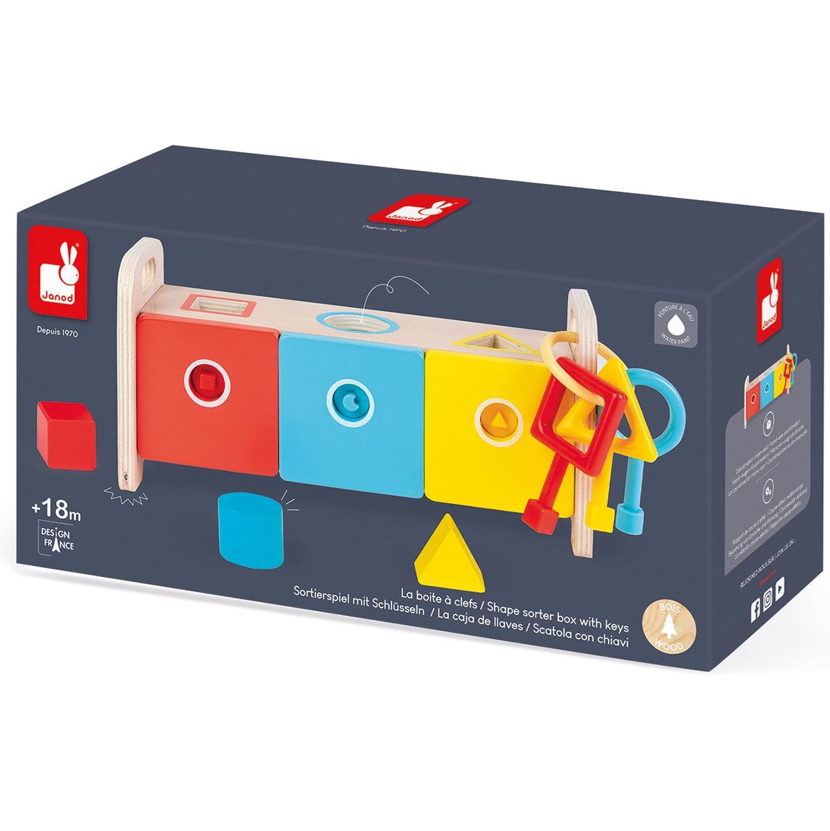 Shape Sorter Box with Keys - Wooden Shape Sorter Toys