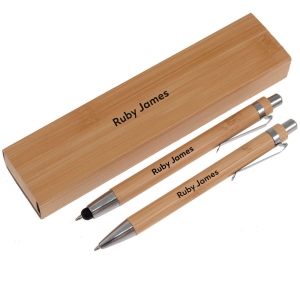 Picture of Personalised Bamboo Pen & Pencil Set