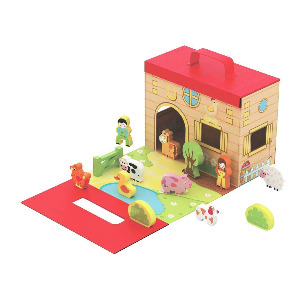 Foldable Farm House | Wooden Toy Farm Sets & Animals