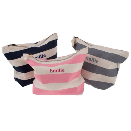 Personalised Striped Accessory Bag