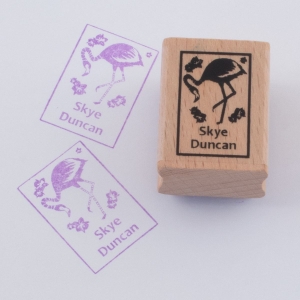 Picture of Named Rubber Stamp - Flamingos