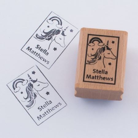 Picture of Named Rubber Stamp - Rainbow Unicorn